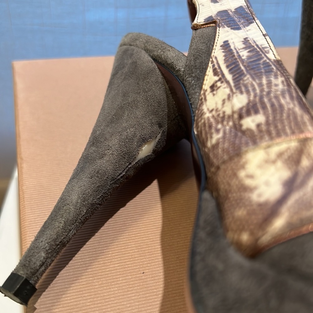 Miu Miu Rhinestone Suede Slingbacks - Picture 7 of 8